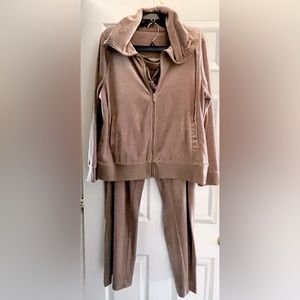 2 Piece Velour Track Suit by Calvin Klein, Tan, Size XL